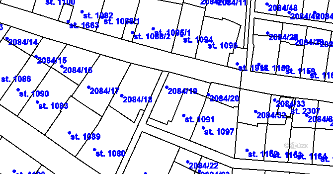 Parcela st. 2084/19 v KÚ Jáchymov, Katastrální mapa