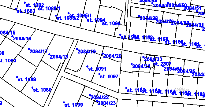 Parcela st. 2084/20 v KÚ Jáchymov, Katastrální mapa