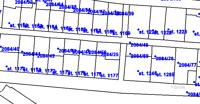 Parcela st. 2084/25 v KÚ Jáchymov, Katastrální mapa