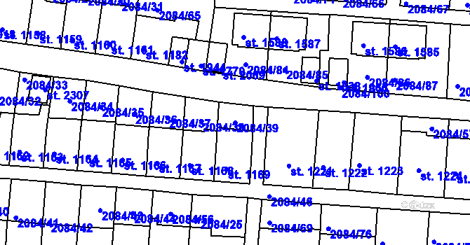 Parcela st. 2084/39 v KÚ Jáchymov, Katastrální mapa