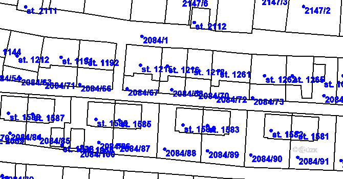 Parcela st. 2084/68 v KÚ Jáchymov, Katastrální mapa