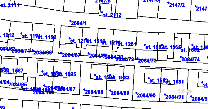 Parcela st. 2084/70 v KÚ Jáchymov, Katastrální mapa