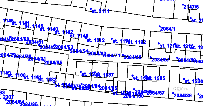Parcela st. 2084/71 v KÚ Jáchymov, Katastrální mapa