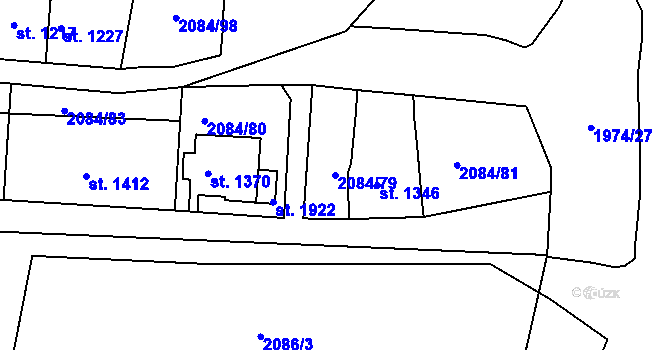 Parcela st. 2084/79 v KÚ Jáchymov, Katastrální mapa