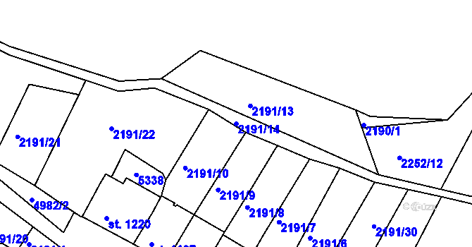 Parcela st. 2191/14 v KÚ Jáchymov, Katastrální mapa