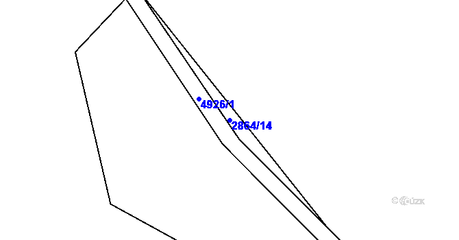 Parcela st. 2864/14 v KÚ Jáchymov, Katastrální mapa