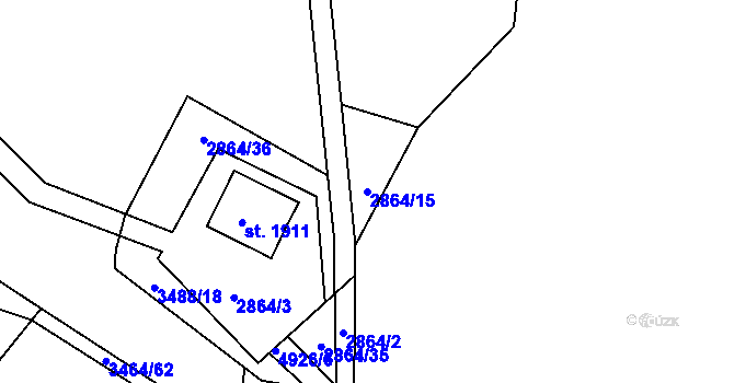 Parcela st. 2864/15 v KÚ Jáchymov, Katastrální mapa