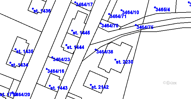Parcela st. 3464/38 v KÚ Jáchymov, Katastrální mapa