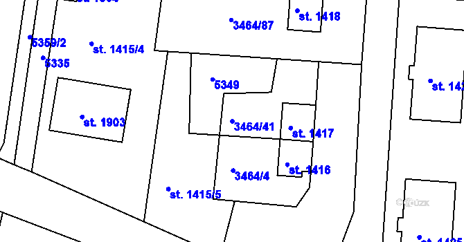 Parcela st. 3464/41 v KÚ Jáchymov, Katastrální mapa