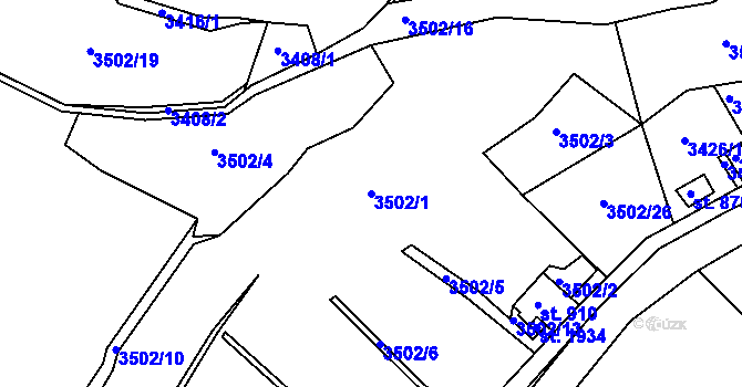 Parcela st. 3502/1 v KÚ Jáchymov, Katastrální mapa