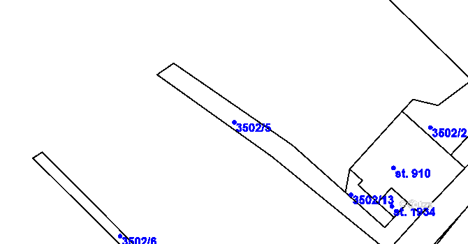 Parcela st. 3502/5 v KÚ Jáchymov, Katastrální mapa