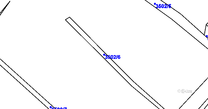 Parcela st. 3502/6 v KÚ Jáchymov, Katastrální mapa