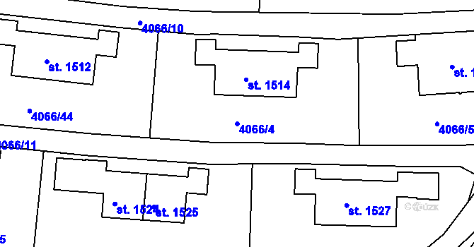 Parcela st. 4066/4 v KÚ Jáchymov, Katastrální mapa