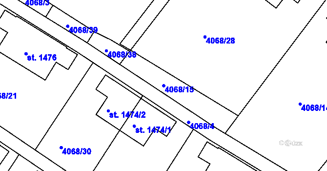 Parcela st. 4068/15 v KÚ Jáchymov, Katastrální mapa