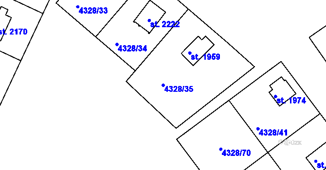 Parcela st. 4328/35 v KÚ Jáchymov, Katastrální mapa