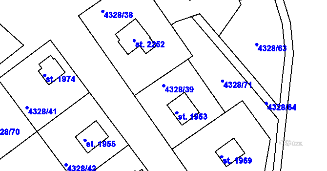 Parcela st. 4328/39 v KÚ Jáchymov, Katastrální mapa