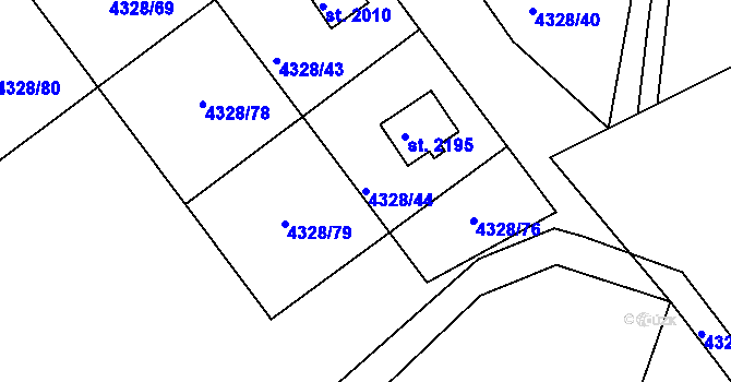 Parcela st. 4328/44 v KÚ Jáchymov, Katastrální mapa