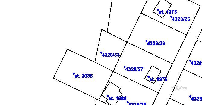 Parcela st. 4328/53 v KÚ Jáchymov, Katastrální mapa