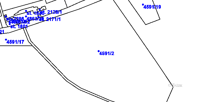 Parcela st. 4591/2 v KÚ Jáchymov, Katastrální mapa