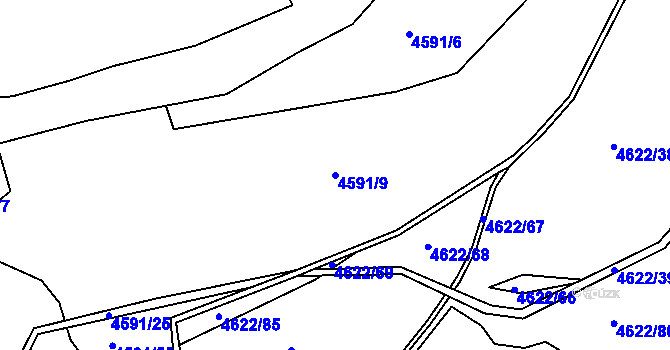 Parcela st. 4591/9 v KÚ Jáchymov, Katastrální mapa