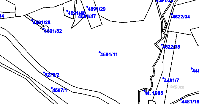 Parcela st. 4591/11 v KÚ Jáchymov, Katastrální mapa