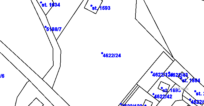 Parcela st. 4622/24 v KÚ Jáchymov, Katastrální mapa