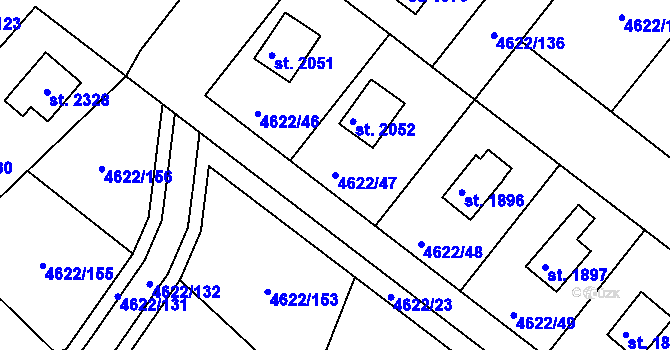 Parcela st. 4622/47 v KÚ Jáchymov, Katastrální mapa