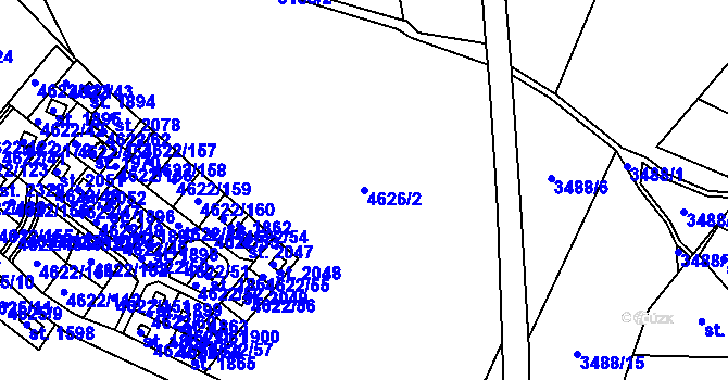 Parcela st. 4626/2 v KÚ Jáchymov, Katastrální mapa