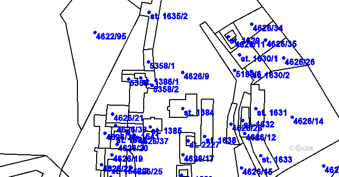 Parcela st. 4626/9 v KÚ Jáchymov, Katastrální mapa