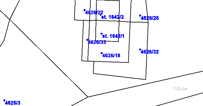 Parcela st. 4626/18 v KÚ Jáchymov, Katastrální mapa