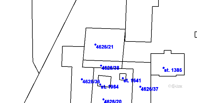 Parcela st. 4626/21 v KÚ Jáchymov, Katastrální mapa