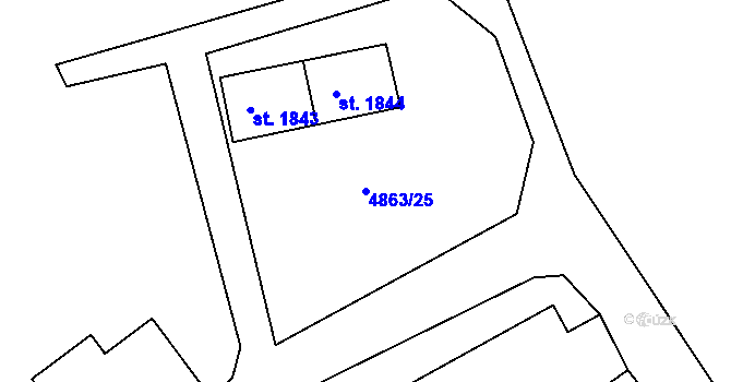 Parcela st. 4863/25 v KÚ Jáchymov, Katastrální mapa