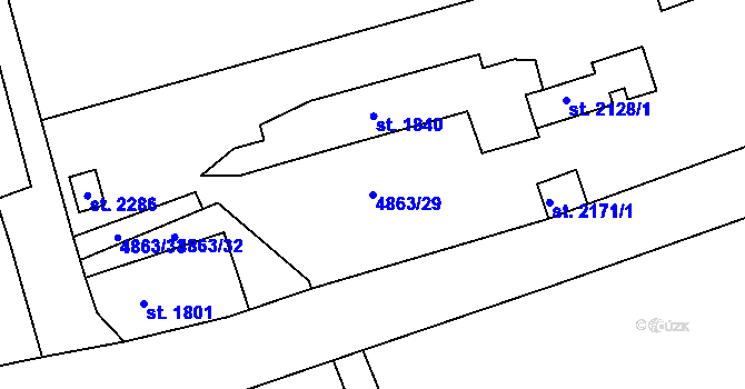 Parcela st. 4863/29 v KÚ Jáchymov, Katastrální mapa