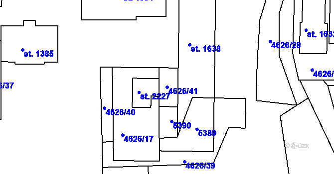 Parcela st. 4626/41 v KÚ Jáchymov, Katastrální mapa