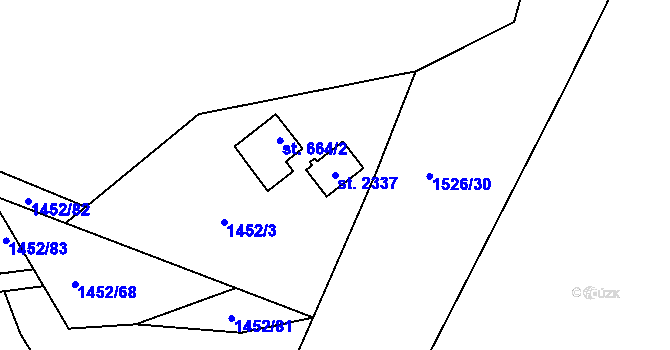 Parcela st. 2337 v KÚ Jáchymov, Katastrální mapa