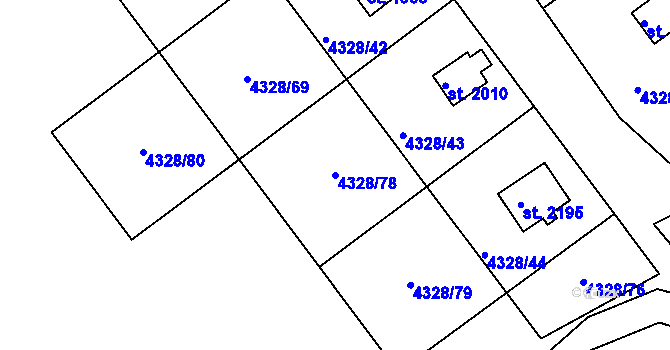 Parcela st. 4328/78 v KÚ Jáchymov, Katastrální mapa