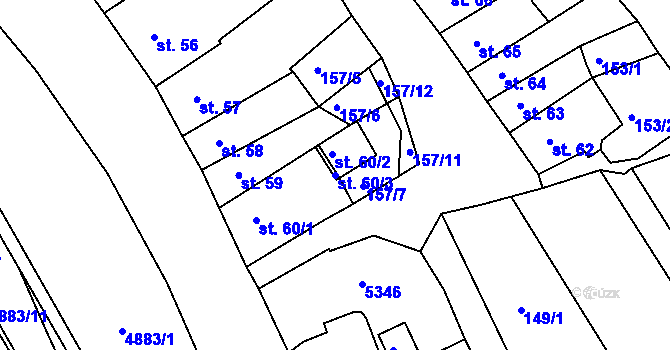 Parcela st. 60/3 v KÚ Jáchymov, Katastrální mapa