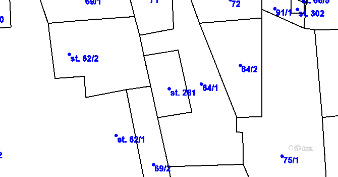 Parcela st. 281 v KÚ Jakartovice, Katastrální mapa