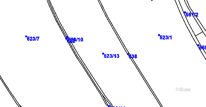 Parcela st. 523/13 v KÚ Jakartovice, Katastrální mapa