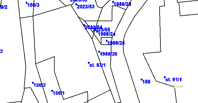 Parcela st. 1988/26 v KÚ Jakartovice, Katastrální mapa