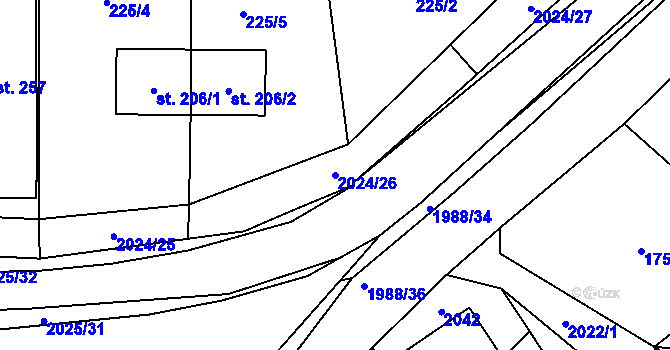 Parcela st. 2024/26 v KÚ Jakartovice, Katastrální mapa
