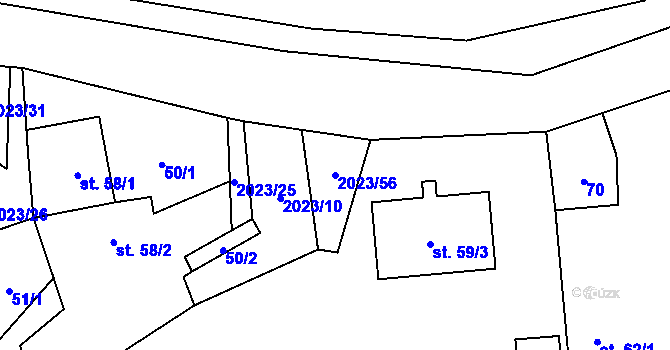 Parcela st. 2023/56 v KÚ Jakartovice, Katastrální mapa