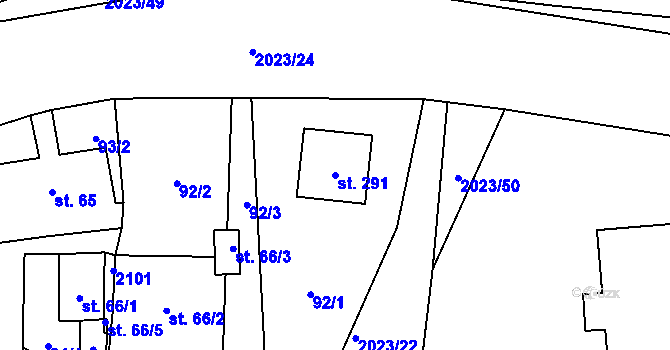 Parcela st. 291 v KÚ Jakartovice, Katastrální mapa