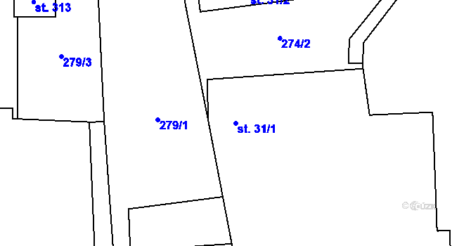 Parcela st. 31/1 v KÚ Jakartovice, Katastrální mapa