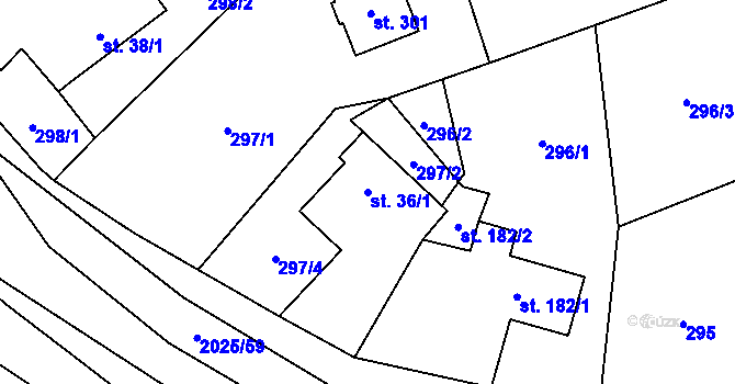 Parcela st. 36/1 v KÚ Jakartovice, Katastrální mapa
