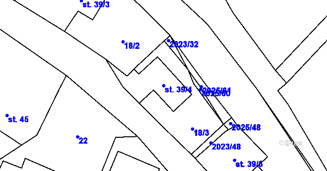 Parcela st. 39/4 v KÚ Jakartovice, Katastrální mapa