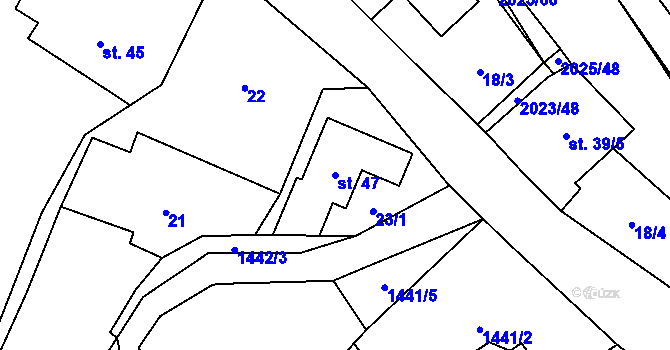 Parcela st. 47 v KÚ Jakartovice, Katastrální mapa