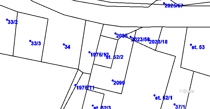Parcela st. 52/2 v KÚ Jakartovice, Katastrální mapa