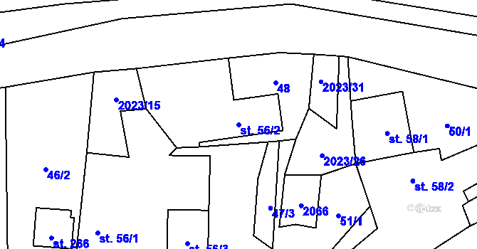 Parcela st. 56/2 v KÚ Jakartovice, Katastrální mapa
