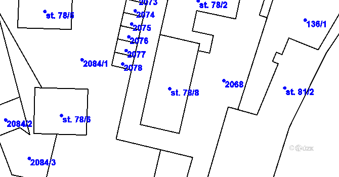 Parcela st. 78/8 v KÚ Jakartovice, Katastrální mapa